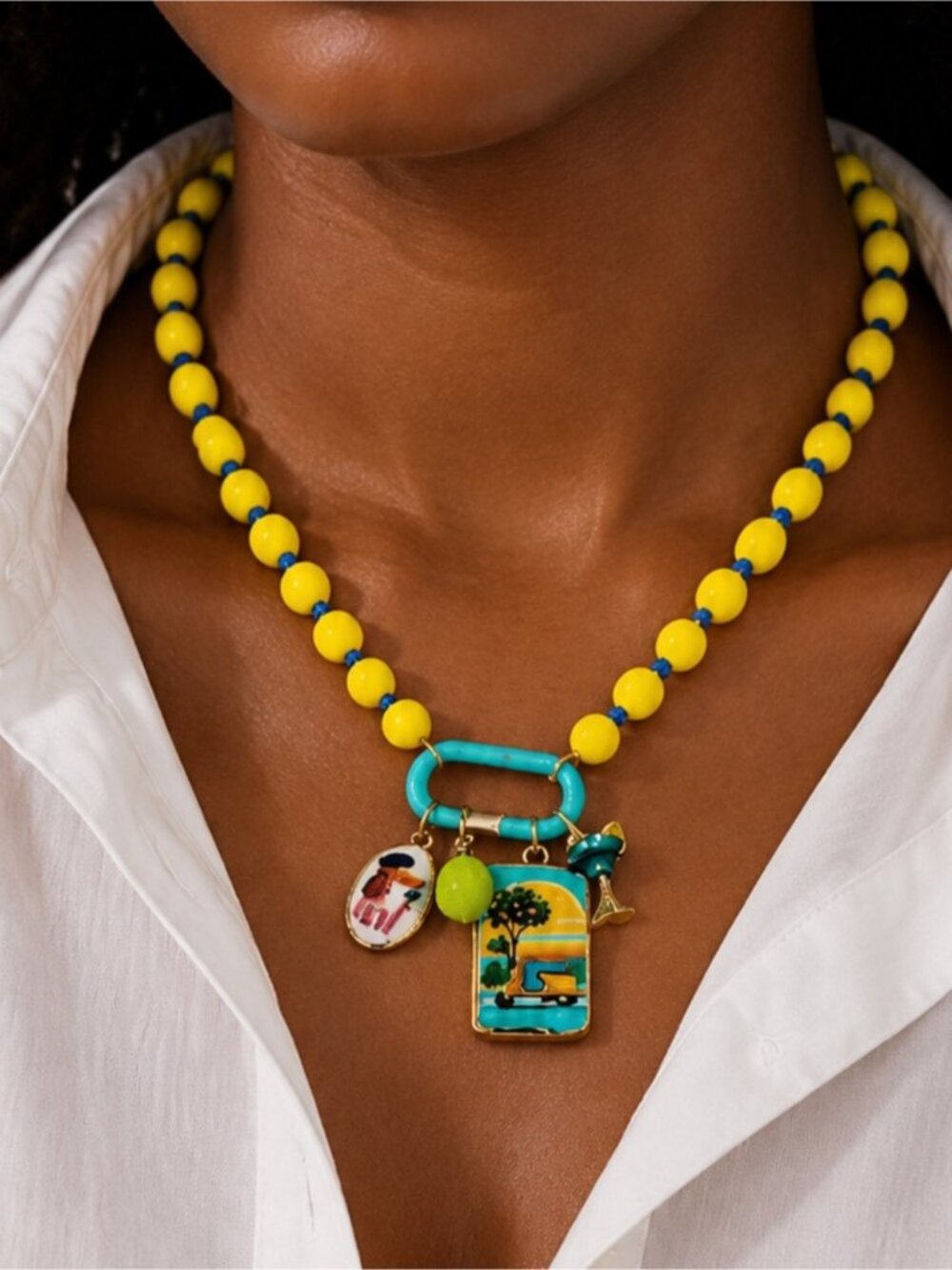 New! Coastal Colorful Beaded Carabiner Dopamine Necklace NWOT 5035